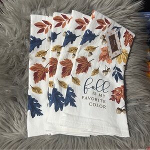 4- Fall Leaf Print Kitchen Towels